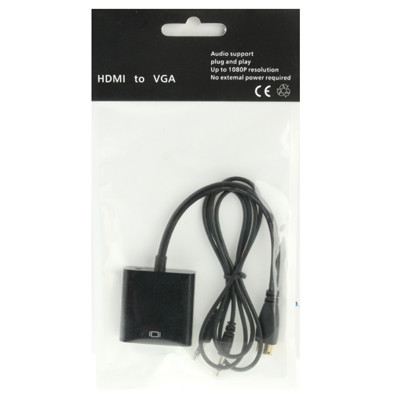 22cm Full HD 1080P Mini HDMI Mâle à VGA Femelle Câble Adaptateur Vidéo avec Câble Audio (Noir) S20611592-07