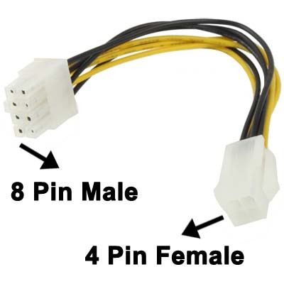 Câble d'alimantation 8 Pin Male vers 4 Pin Femelle 18.5cm CA8P01-04