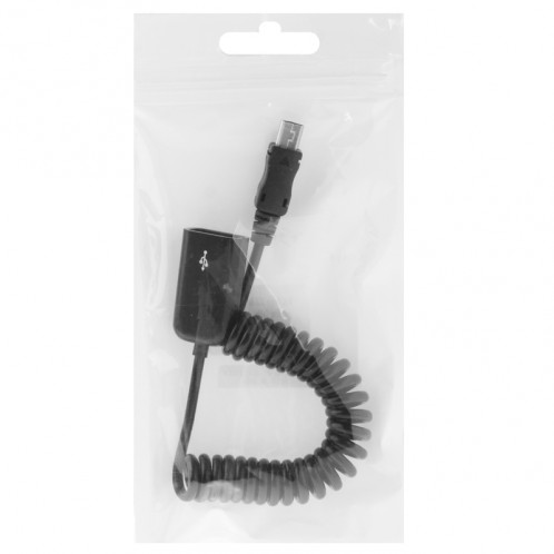 Mini USB 5 broches vers USB 2.0 Câble spiralé / ressort avec fonction OTG, Longueur: 22cm (peut être rallongé jusqu'à 85cm) (Noir) SM0679176-04