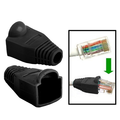100 pcs câble réseau couvre-bouchon pour RJ45, noir S1719B383-01