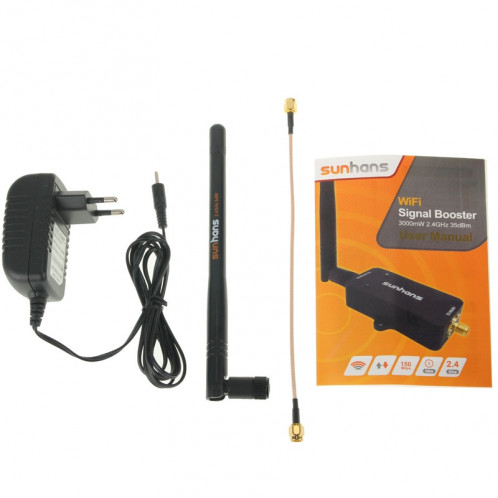 Sunhans SH24BTA-N 35dBm 2.4GHz 3W 11N / G / B WiFi Signal Amplificateur WiFi Amplificateur Sans Fil Répéteur (Noir) SS0775584-011