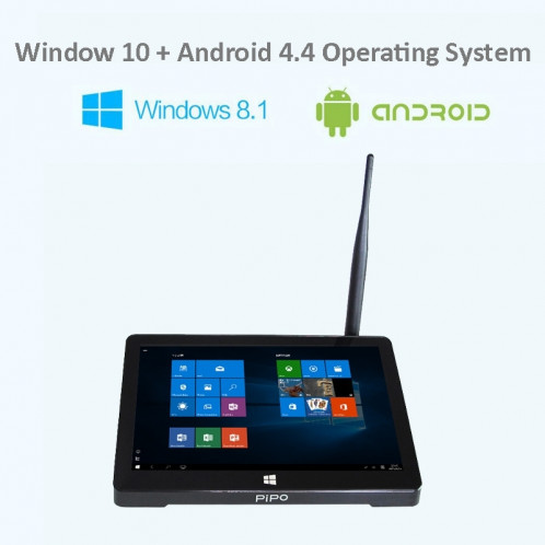 Pipo X9 TV Box Écran tactile 8,9 pouces pour tablette Windows 10 et Android 4.4, Intel Atom Z3735F, Quad Core 1.33GHz à 1.83GHz, RAM: 2 Go, ROM: 32 Go, Support WiFi / Bluetooth / Ethernet / HDMI SP08661304-012