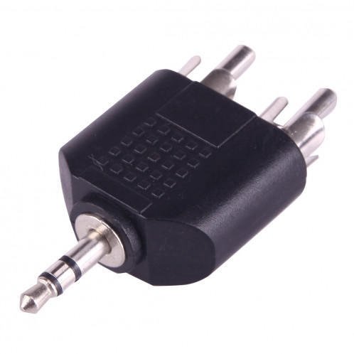2x RCA Mâle à 3.5mm Mâle Jack Audio Y Adaptateur (Noir) S209691595-03