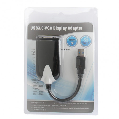 Adaptateur d'affichage USB 3.0 vers VGA, résolution: 1920 x 1080 (noir) SU1014348-05