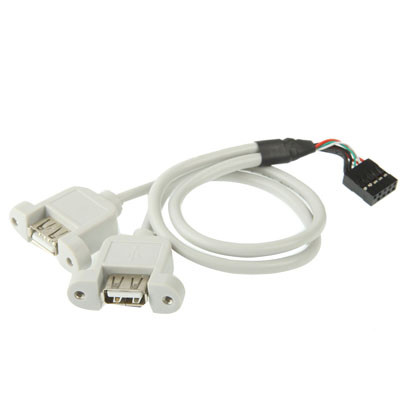 Embase interne à 9 broches vers un câble de montage AF 2x USB 2.0, longueur: 30cm SE10471239-05