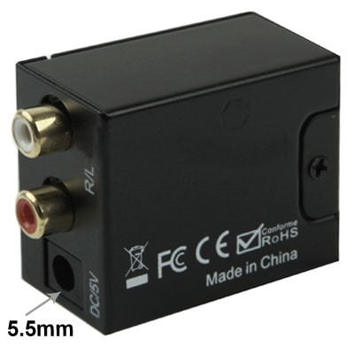 Convertisseur Analogique RCA vers Toslink Coaxial Optique Numérique (Noir) SA219B1817-08