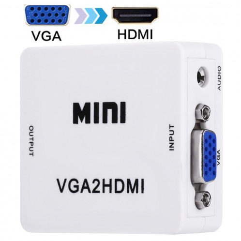 HD 1080P HDMI Mini VGA vers HDMI Scaler Box Convertisseur Audio Vidéo Numérique (Blanc) SH12411654-08