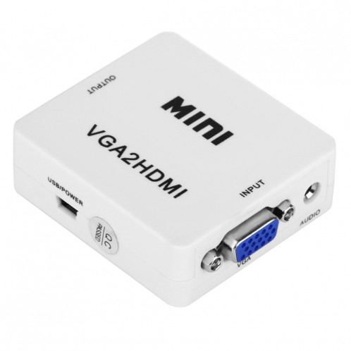HD 1080P HDMI Mini VGA vers HDMI Scaler Box Convertisseur Audio Vidéo Numérique (Blanc) SH12411654-08