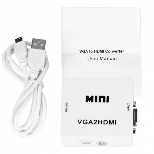 HD 1080P HDMI Mini VGA vers HDMI Scaler Box Convertisseur Audio Vidéo Numérique (Blanc) SH12411654-08