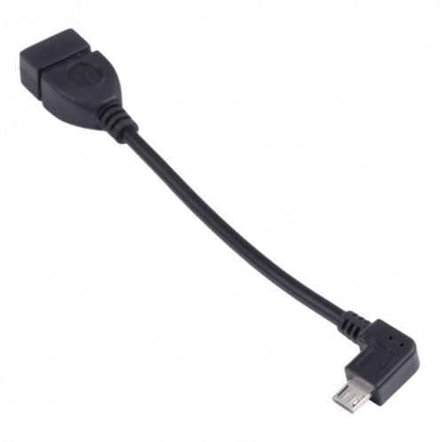 90 degrés micro USB mâle sur câble d'adaptateur AF USB 2.0 avec fonction OTG pour Galaxy / Nokia / LG / BlackBerry / HTC One X / Amazon Kindle / Sony Xperia, etc. (13cm) (noir) SH1327889-04