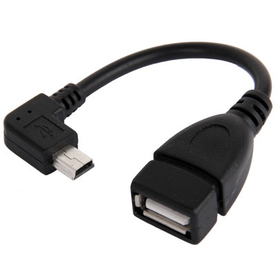 90 degrés Mini USB mâle vers USB 2,0 Adaptateur Câble AF avec Fonction OTG, Longueur: 13cm (Noir) S91328454-04