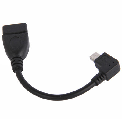 90 degrés Mini USB mâle vers USB 2,0 Adaptateur Câble AF avec Fonction OTG, Longueur: 13cm (Noir) S91328454-04