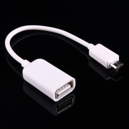 Câble adaptateur USB 2.0 AF vers Micro USB 5 broches mâle de haute qualité avec fonction OTG, Câble adaptateur USB 2.0 AF vers micro USB 5 broches mâle de haute qualité avec fonction OTG, longueur : 15 cm (blanc) SH1329273-07