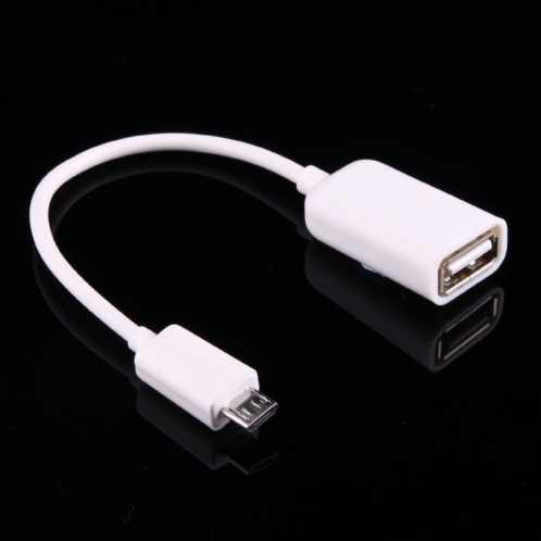 Câble adaptateur USB 2.0 AF vers Micro USB 5 broches mâle de haute qualité avec fonction OTG, Câble adaptateur USB 2.0 AF vers micro USB 5 broches mâle de haute qualité avec fonction OTG, longueur : 15 cm (blanc) SH1329273-07