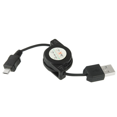Câble de données rétractable USB 2.0 vers micro USB, longueur : 10 cm (peut être étendu à 75 cm) (noir) SH335B660-06