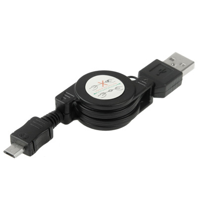 Câble de données rétractable USB 2.0 vers micro USB, longueur : 10 cm (peut être étendu à 75 cm) (noir) SH335B660-06