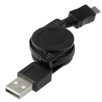 Câble de données rétractable USB 2.0 vers micro USB, longueur : 10 cm (peut être étendu à 75 cm) (noir) SH335B660-06