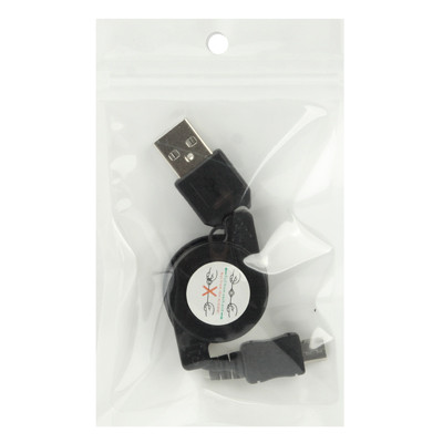 Câble de données rétractable USB 2.0 vers micro USB, longueur : 10 cm (peut être étendu à 75 cm) (noir) SH335B660-06