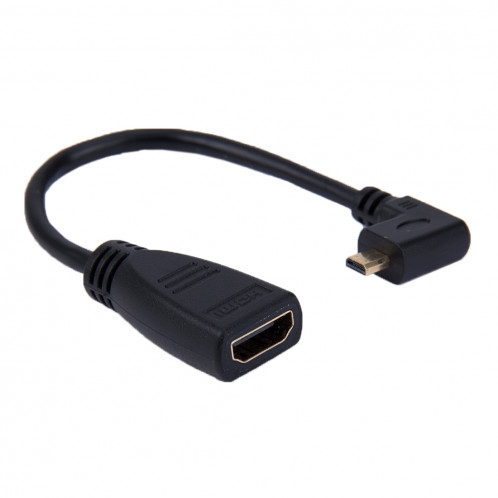 Adaptateur de câble femelle de 19cm 90 degrés micro HDMI vers gauche vers mâle vers HDMI (noir) SH13361892-03