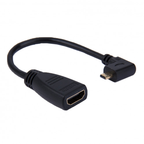 Adaptateur de câble femelle de 19cm 90 degrés micro HDMI vers gauche vers mâle vers HDMI (noir) SH13361892-03