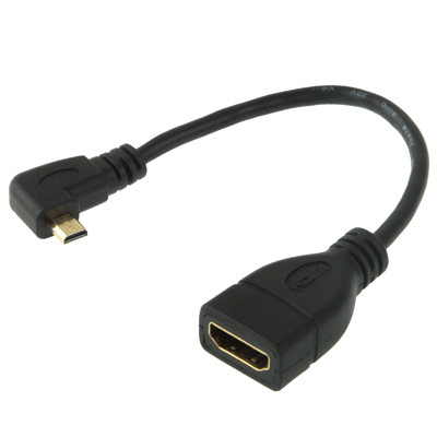 17cm 90 degrés micro HDMI droite vers mâle vers HDMI câble adaptateur femelle (noir) SH13371885-05