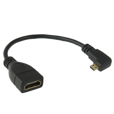 17cm 90 degrés micro HDMI droite vers mâle vers HDMI câble adaptateur femelle (noir) SH13371885-05