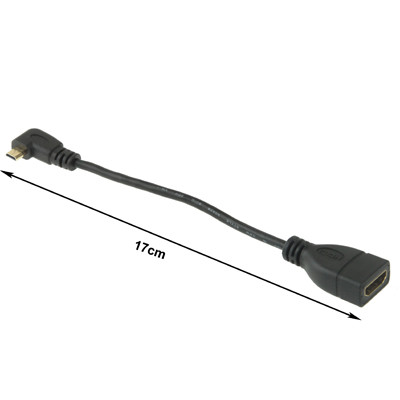 17cm 90 degrés micro HDMI droite vers mâle vers HDMI câble adaptateur femelle (noir) SH13371885-05