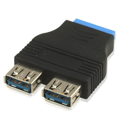 Adaptateur 2 x USB 3.0 vers Broche 20PIN AUSB30VBP01-03