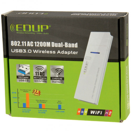 Adaptateur sans fil USB 3.0 Wifi Dual band EDUP AC-1601 802.11AC 1200M SE1534595-014