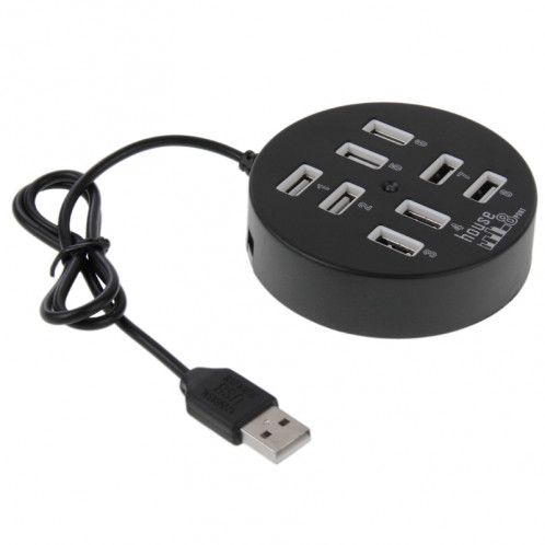 Hub rond portatif USB 2.0 haute vitesse 8 ports, longueur: 60cm (noir) SH000B384-07