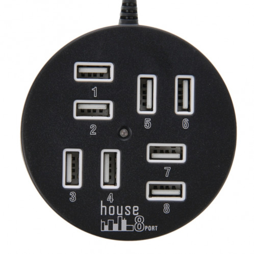 Hub rond portatif USB 2.0 haute vitesse 8 ports, longueur: 60cm (noir) SH000B384-07