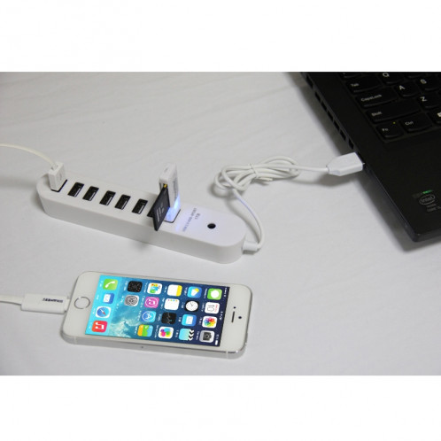 Hub Ovale Portable 8 Ports USB 2.0, Longueur: 50cm (Blanc) S8008W899-05