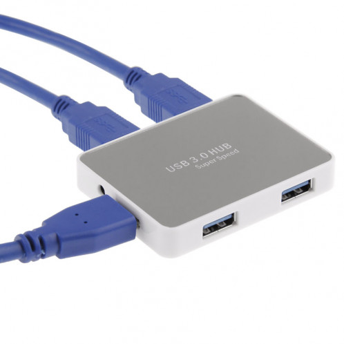 CR-H302 Surface de miroir 4 Ports USB 3.0 Super Vitesse 5 Gbps HUB + 60 cm Câble de Transmission USB 3.0 (Blanc) SC231W1782-08
