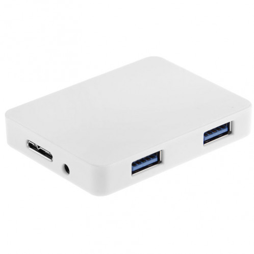 CR-H302 Surface de miroir 4 Ports USB 3.0 Super Vitesse 5 Gbps HUB + 60 cm Câble de Transmission USB 3.0 (Blanc) SC231W1782-08