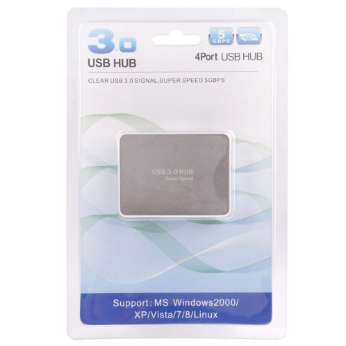 CR-H302 Surface de miroir 4 Ports USB 3.0 Super Vitesse 5 Gbps HUB + 60 cm Câble de Transmission USB 3.0 (Blanc) SC231W1782-08