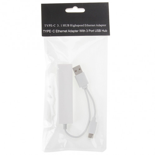 USB-C / Type-C 3.1 à 3 ports USB HUB + adaptateur Ethernert, pour Galaxy S8 et S8 + / LG G6 / Huawei P10 et P10 Plus / Xiaomi Mi6 et Max 2 et autres smartphones SH3341104-07