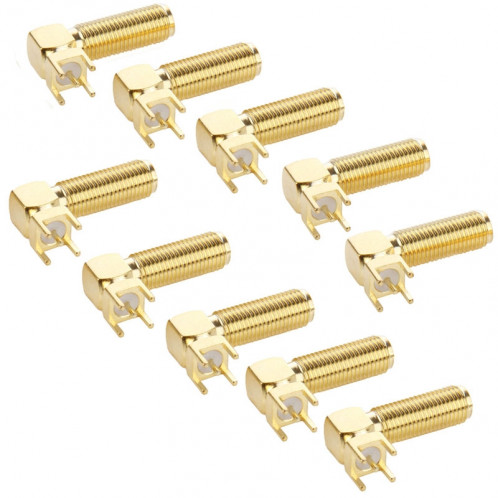 10 PCS Plaqué Or SMA Femelle Angle Droit 90 Degrés Panneau PCB Montage 4.0mm Connecteur Carré Adaptateur S13623643-04