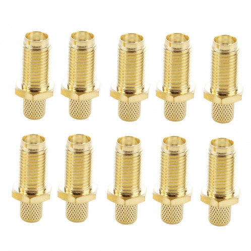 10 PCS Plaqué Or RP-SMA Femelle Connecteur RF Connecteur Adaptateur pour RG58 / RG400 / RG142 / LMR195 Câble S136281354-04