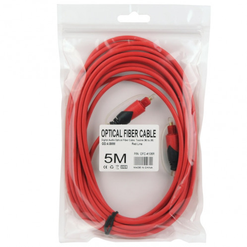Câble Toslink Fibre Optique Audio Numérique, Longueur de Câble: 1m, OD: 4.0mm (Plaqué Or) SH102A930-06