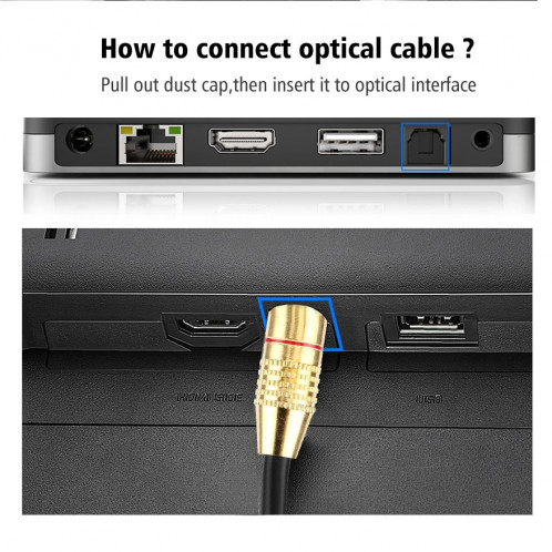 Câble Toslink de fibre optique audio numérique, longueur de câble: 5m, OD: 5.0mm SH103D723-06