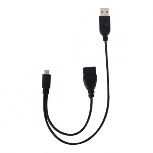 Micro USB vers USB 2.0 Mâle et USB 2.0 Femelle Adaptateur Convertisseur OTG Câble, Longueur: Environ 30cm (Noir) SM562B1555-04