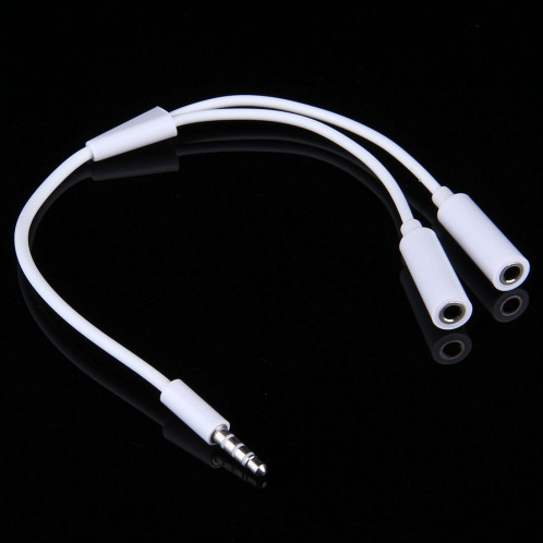 3.5mm Mâle à 2 Femelle Prise Jack Câble Audio Stéréo pour iPhone 6S & 6S Plus & 6 & 6 Plus & 5, iPad Air 2 & Air, Samsung, iPod Portable, MP3, Longueur: 24cm (Blanc) S3564W603-04