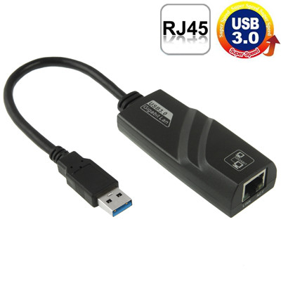 Adaptateur Ethernet USB 3.0 10/100 / 1000Mbps pour ordinateurs portables, Plug and Play (noir) SH5004200-06