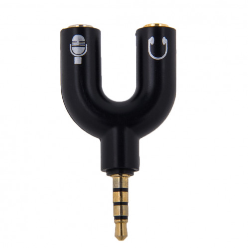 3.5mm Stéréo Mâle à 3.5mm Casque & Mic Femelle Splitter Adaptateur (Noir) S3001B1017-06