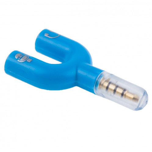 3.5mm Stéréo Mâle à 3.5mm Casque & Mic Femelle Splitter Adaptateur (Bleu) S3001L772-06