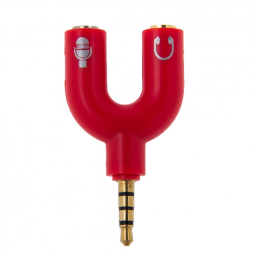 3.5mm Stéréo Mâle à 3.5mm Casque & Mic Femelle Splitter Adaptateur (Rouge) S3001R438-06