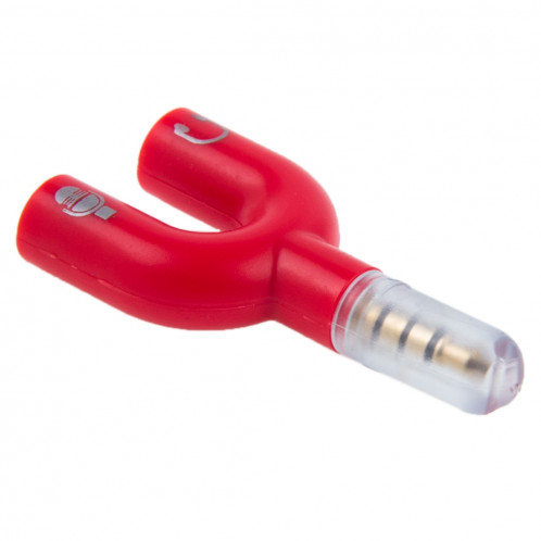 3.5mm Stéréo Mâle à 3.5mm Casque & Mic Femelle Splitter Adaptateur (Rouge) S3001R438-06