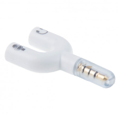 3.5mm Stéréo Mâle à 3.5mm Casque & Mic Femelle Splitter Adaptateur (Blanc) S3001W86-06