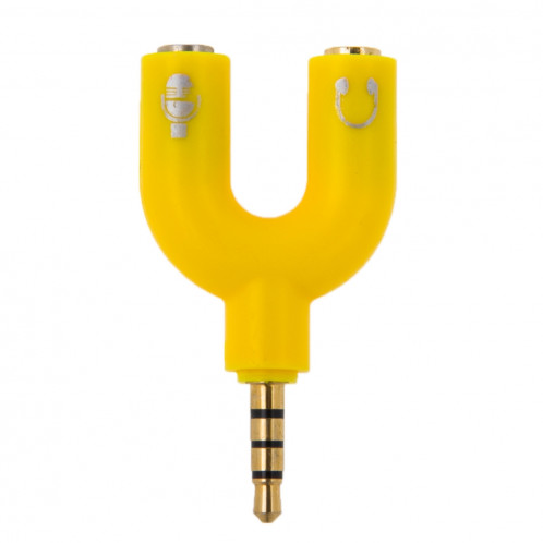 3.5mm Stéréo Mâle à 3.5mm Casque & Mic Femelle Splitter Adaptateur (Jaune) S3001Y256-06