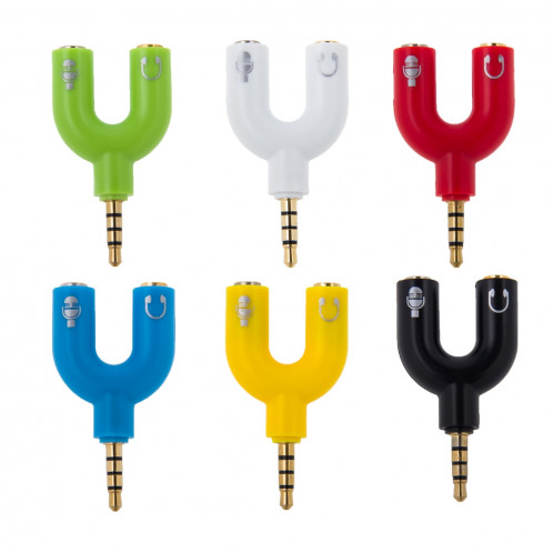 3.5mm Stéréo Mâle à 3.5mm Casque & Mic Femelle Splitter Adaptateur (Jaune) S3001Y256-06